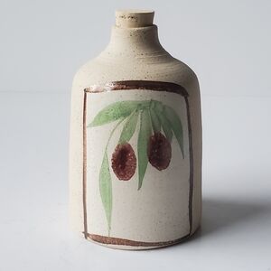 Batya Studio Pottery Israel Hand Painted Olive Oil Jug Stoneware Cruet with Cork